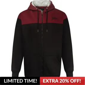 Uptheir Gains Zip Through Colour Block Hoody - Burgundy