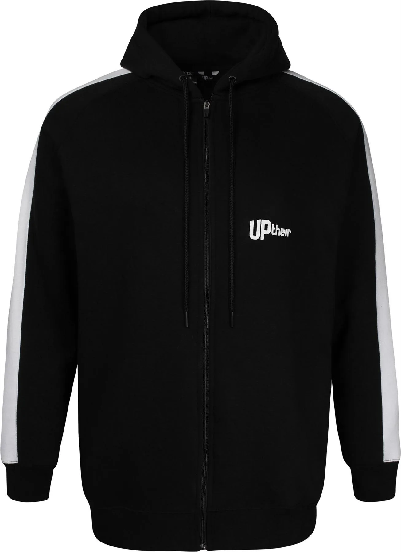 Uptheir Might Zip Through Hoody - Black White