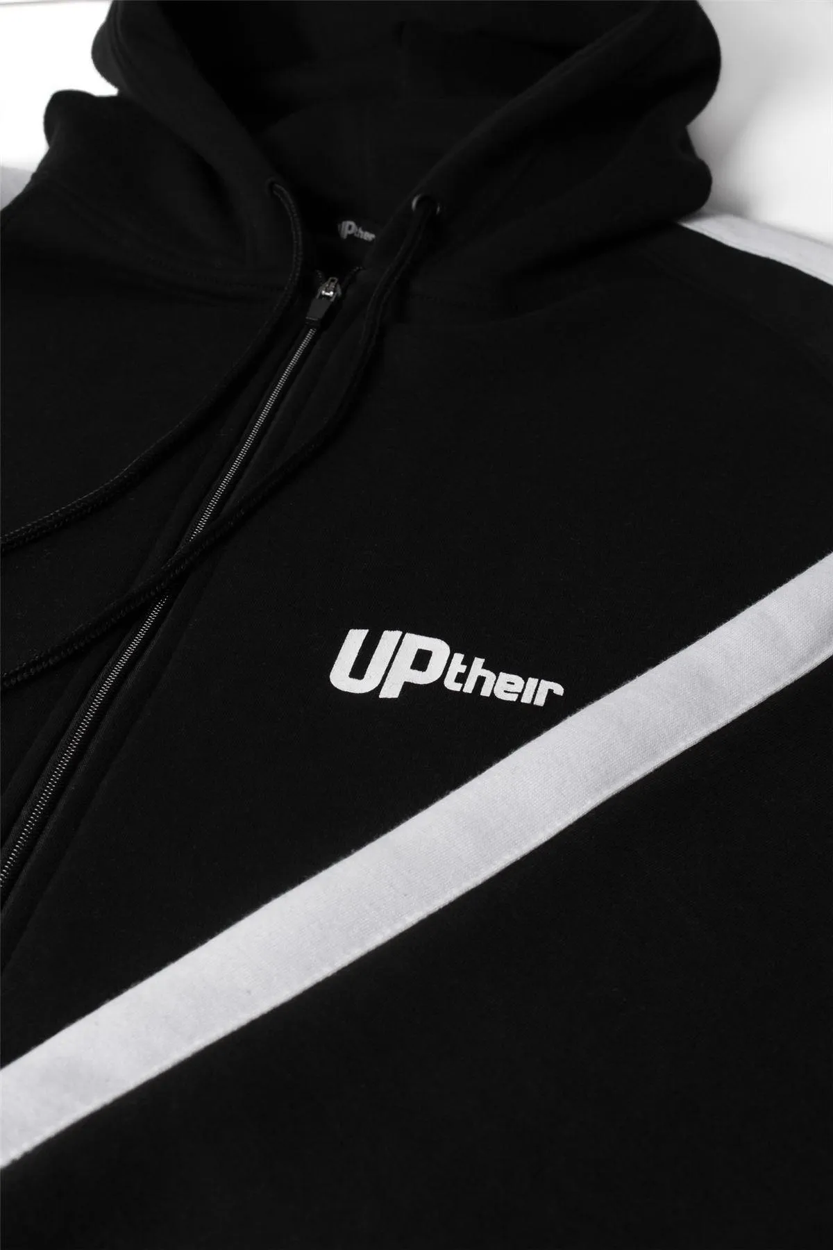 Uptheir Might Zip Through Hoody - Black White