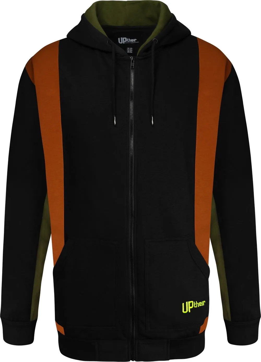 Uptheir Oceanliner Colour Block Hoody - Black Orange Olive