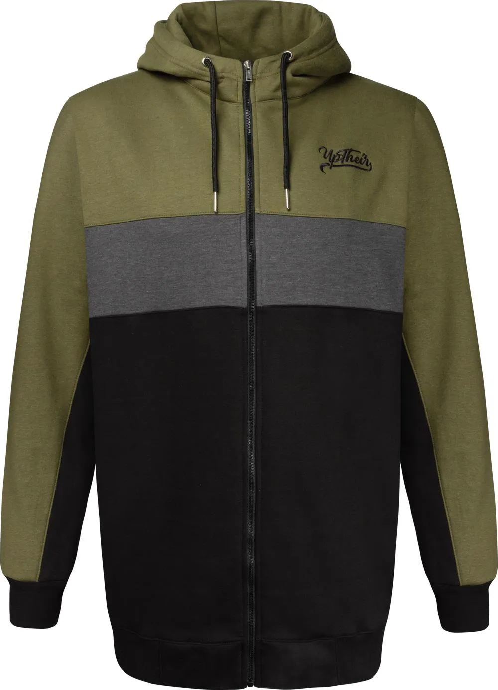 Uptheir Proportion Full Zip Colour Block Hoody - Olive