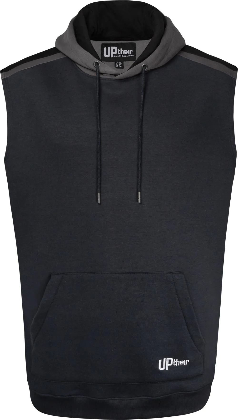 Uptheir Squeeze Contrast Shoulder Sleeveless Hoody - Navy