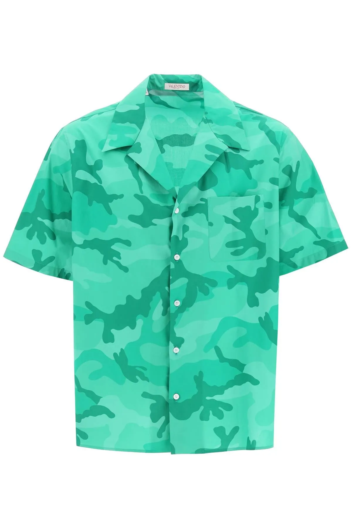 Valentino Camouflage Printed Short-Sleeved Shirt