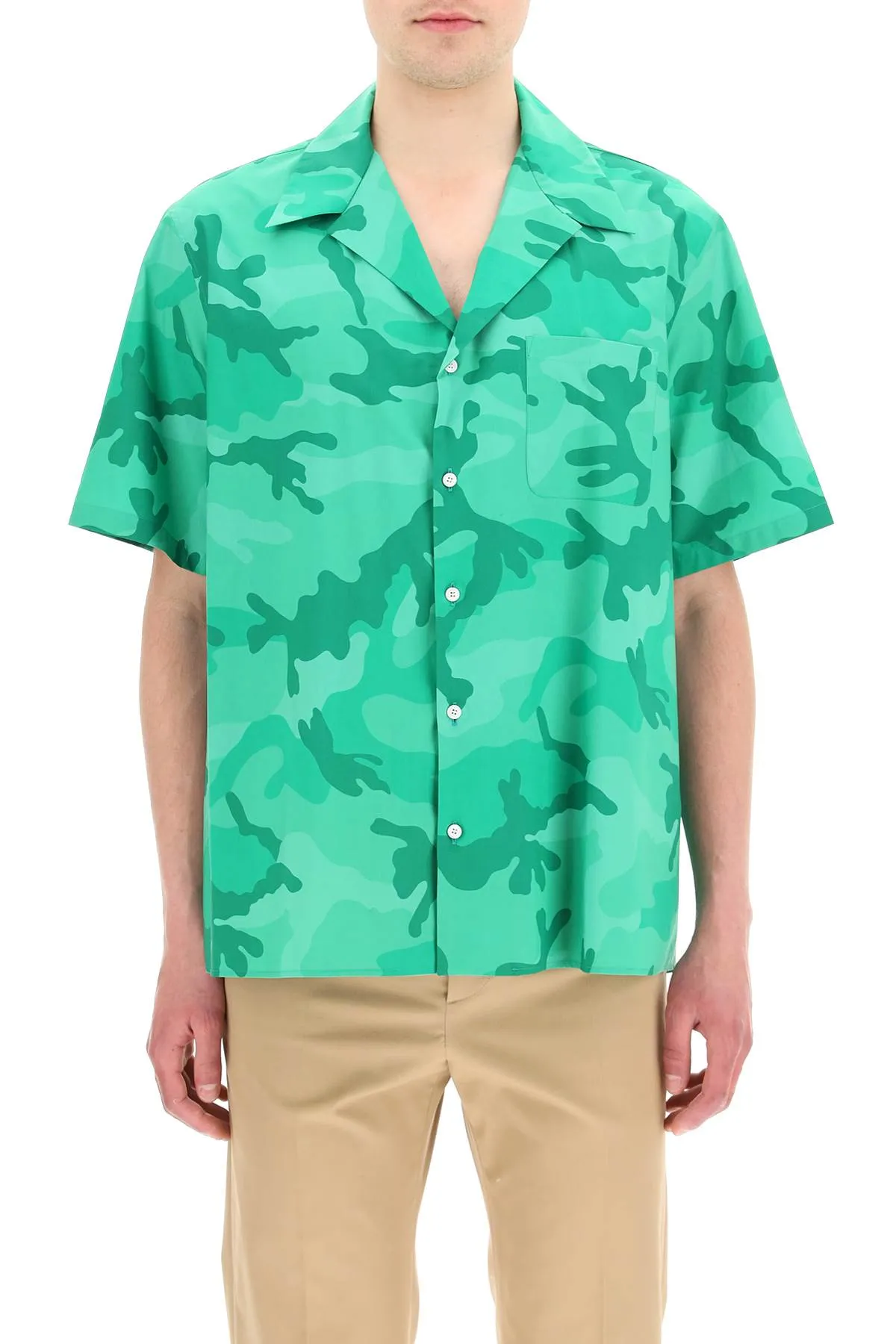 Valentino Camouflage Printed Short-Sleeved Shirt