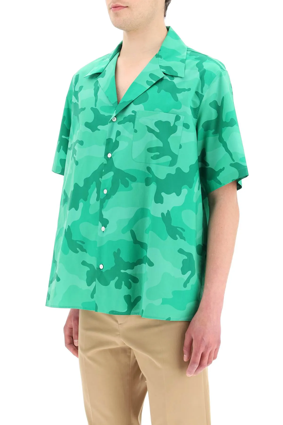 Valentino Camouflage Printed Short-Sleeved Shirt