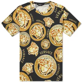 Versace All Over Print Medusa TeeBlack & Gold