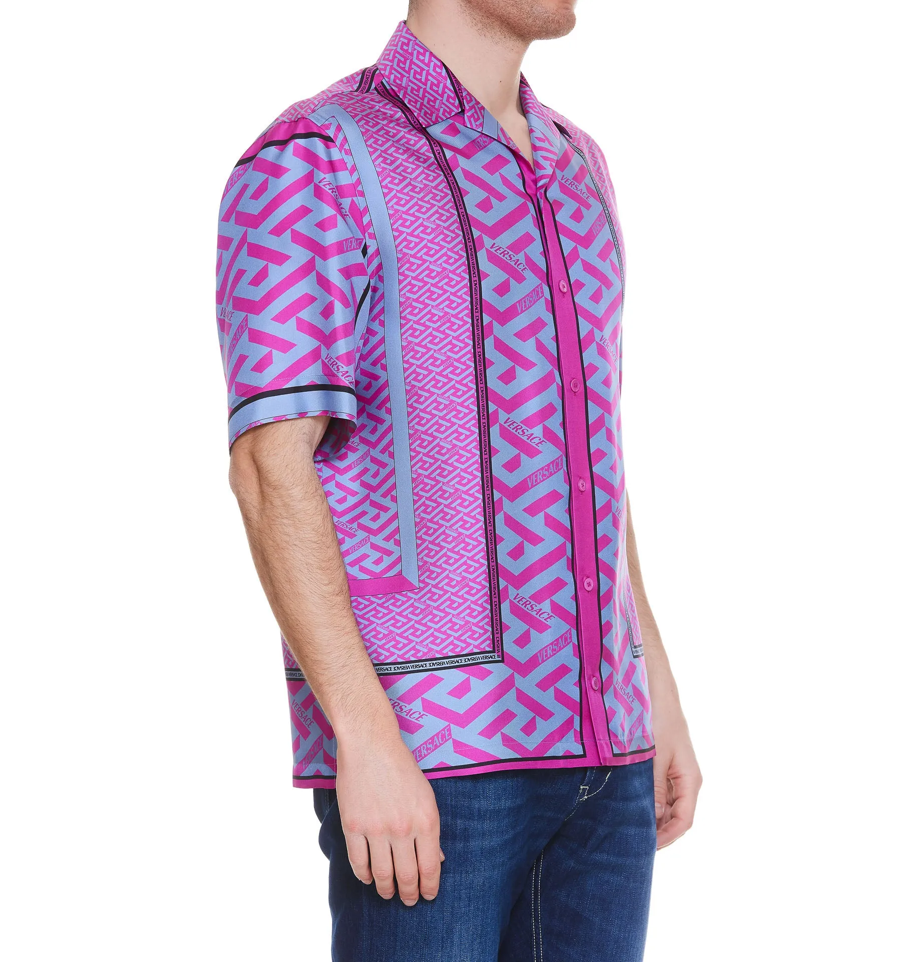 Versace Greca Printed Short-Sleeved Shirt