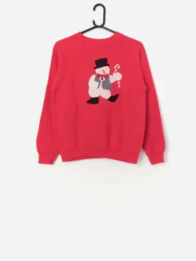 Vintage Christmas sweatshirt with snowman appliqué – Small