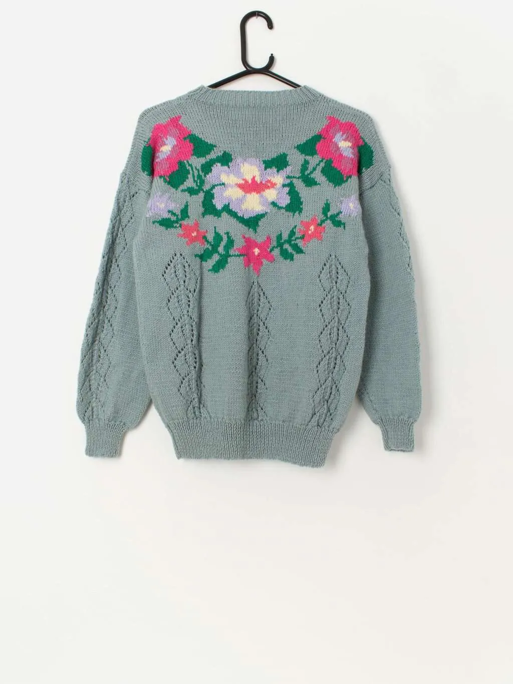 Vintage handknitted floral jumper – Small