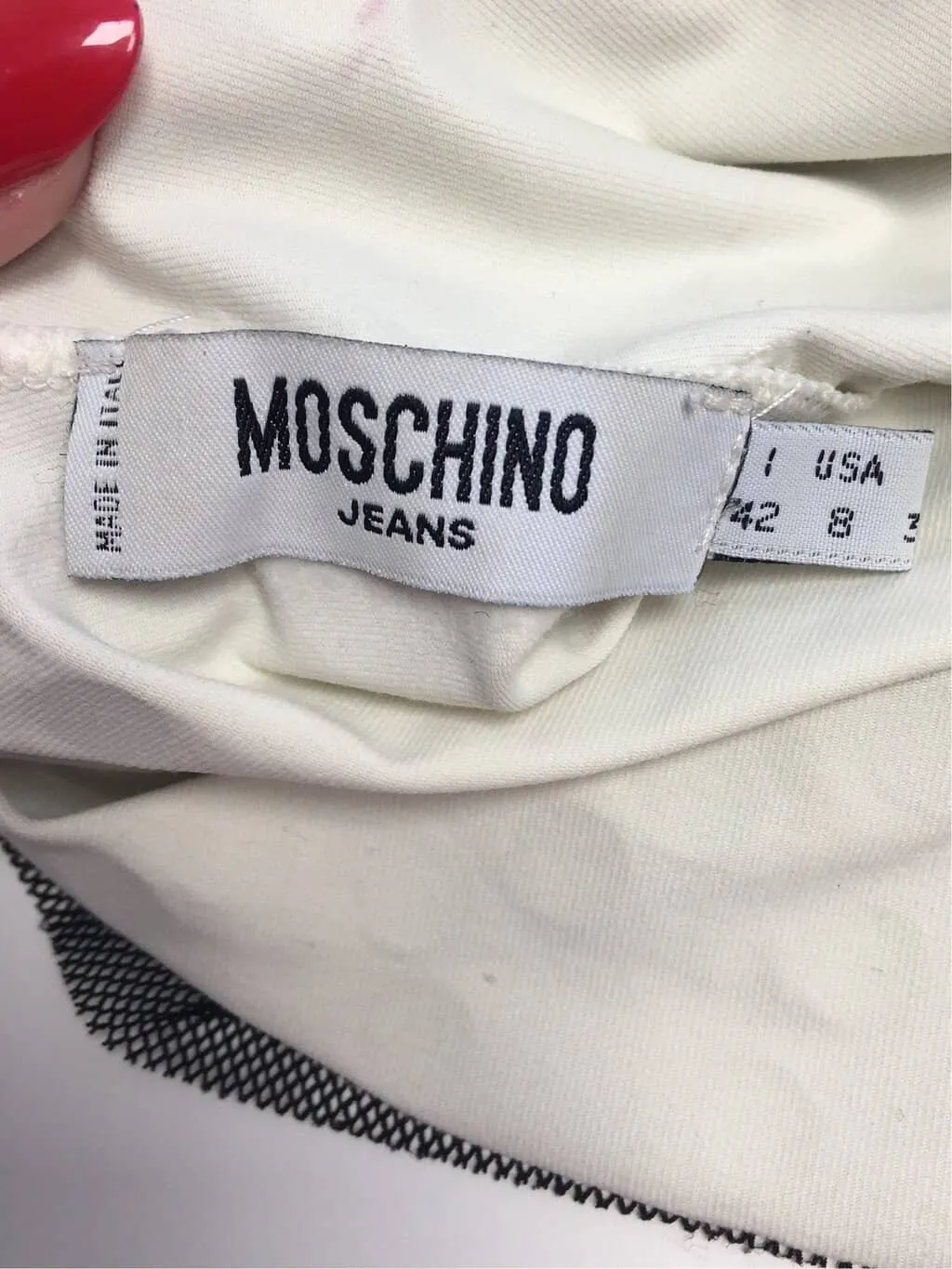 Vintage Moschino top with shiny mirrored polka dots – Small