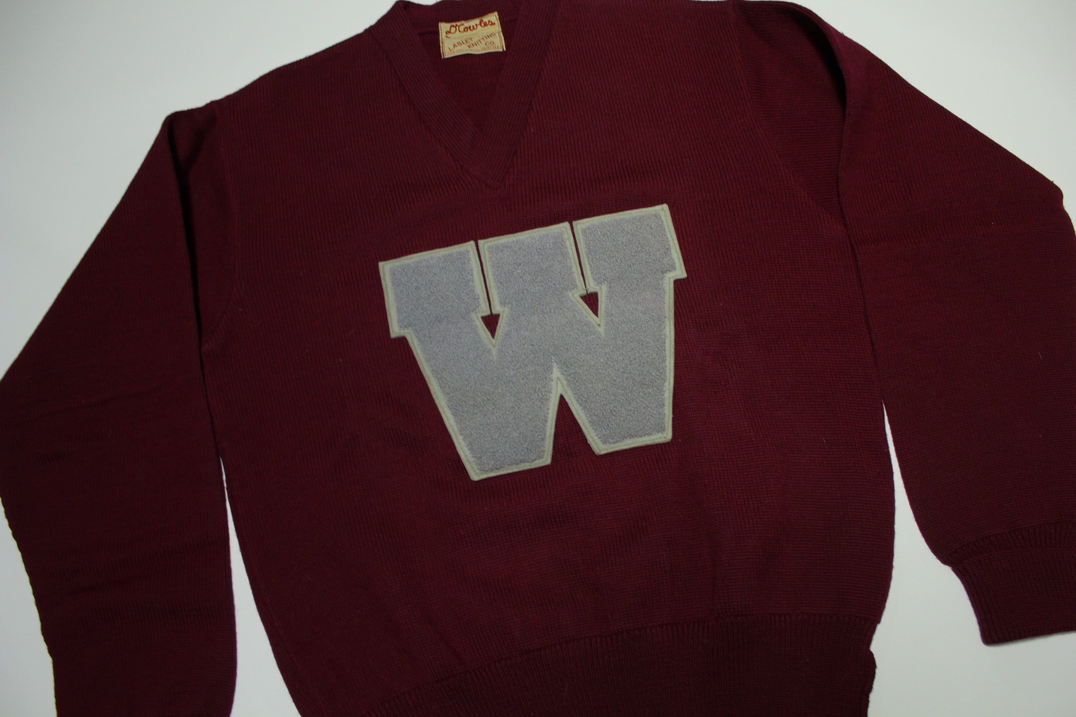 Washington State Cougars WSU Vintage 50's Seattle Lasley Knitting Letterman Sweater