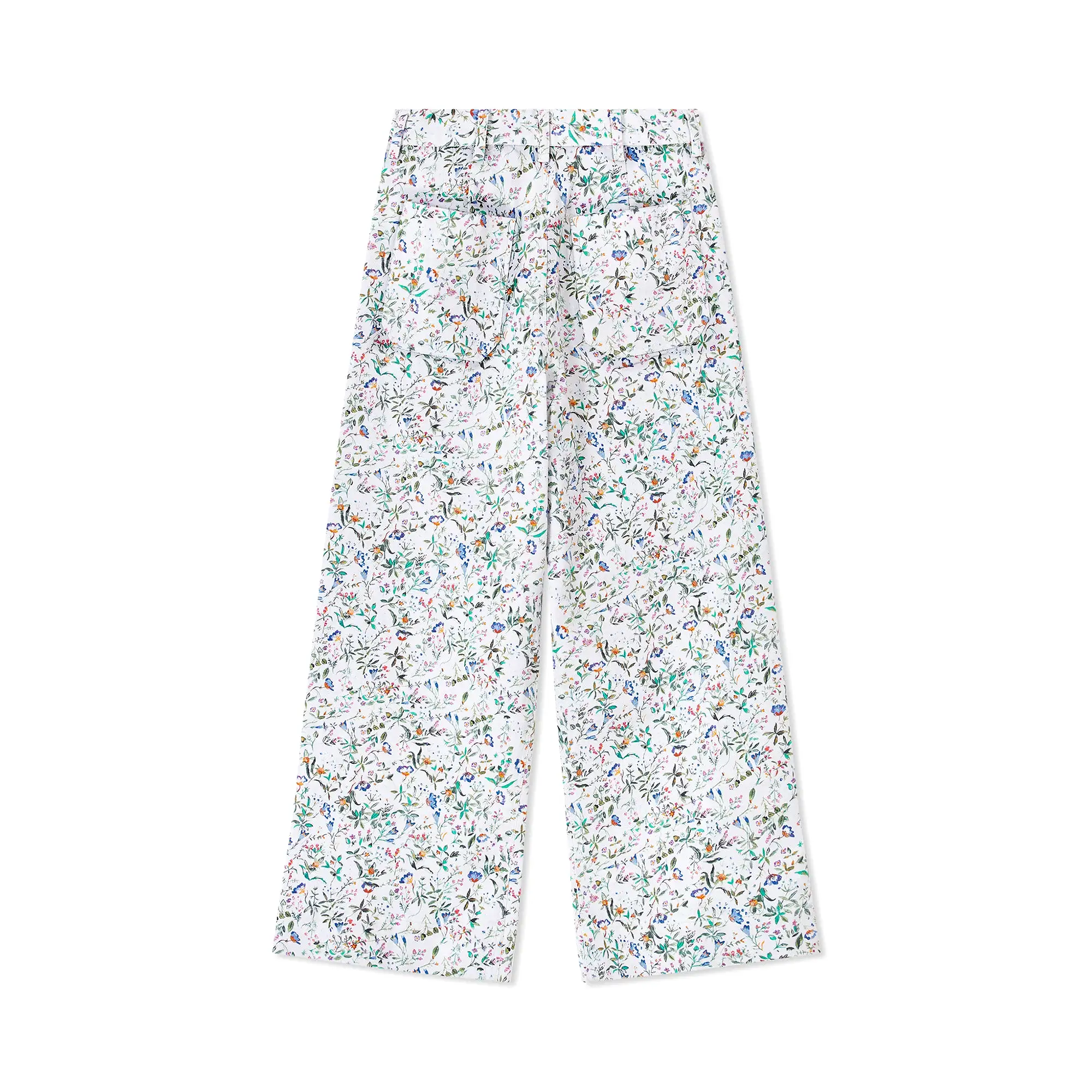 White-Botanical Stretch-Cotton Twill Sailor Pants