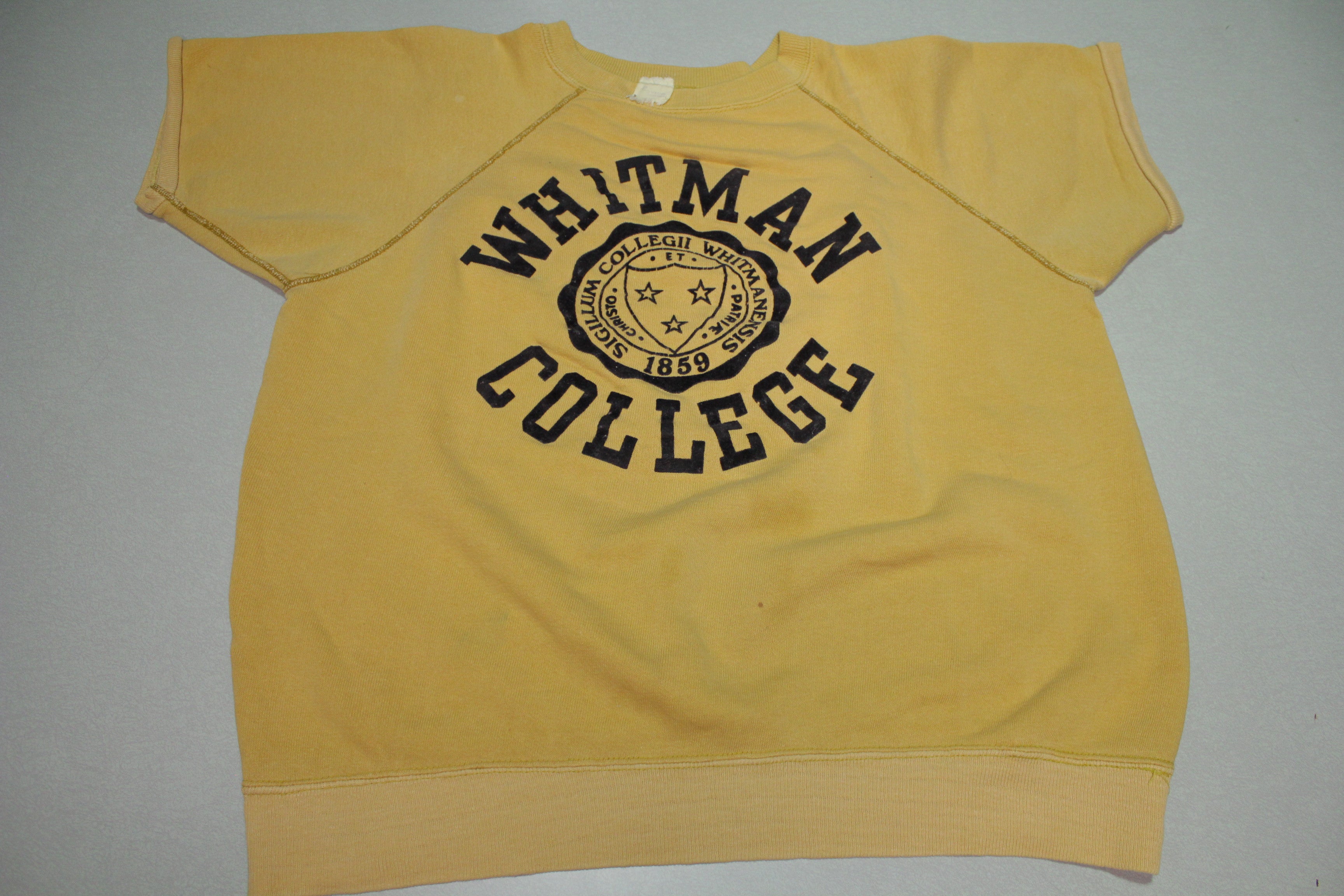 Whitman College Vintage 60's Velva Sheen Felt Letters T-Shirt Short Sleeve Sweatshirt