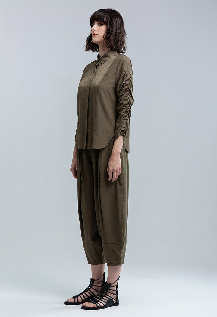 Wide Leg Slanted Hem Trouser