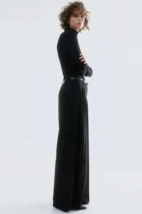 Wide-Leg Twill Pants