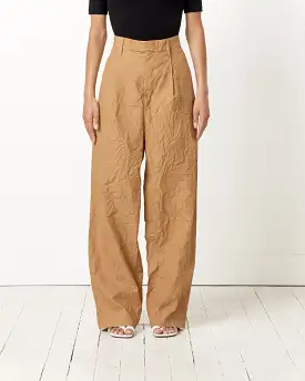 Wrinkled Twill Pant in Brown