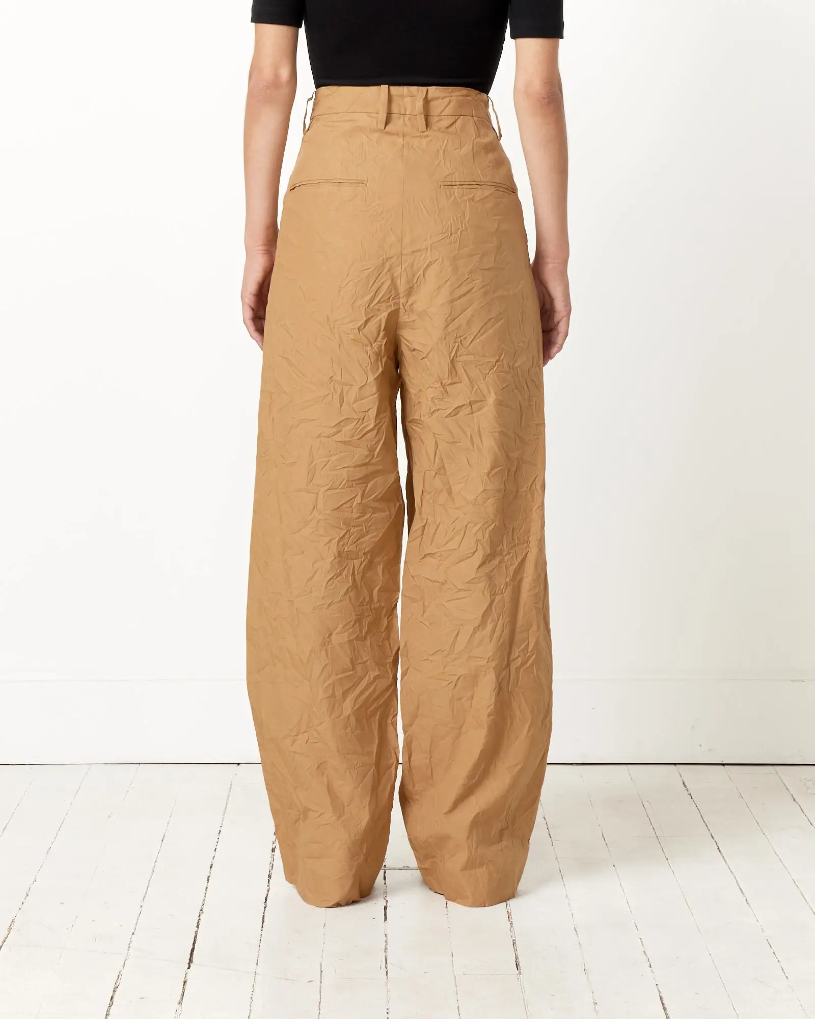 Wrinkled Twill Pant in Brown