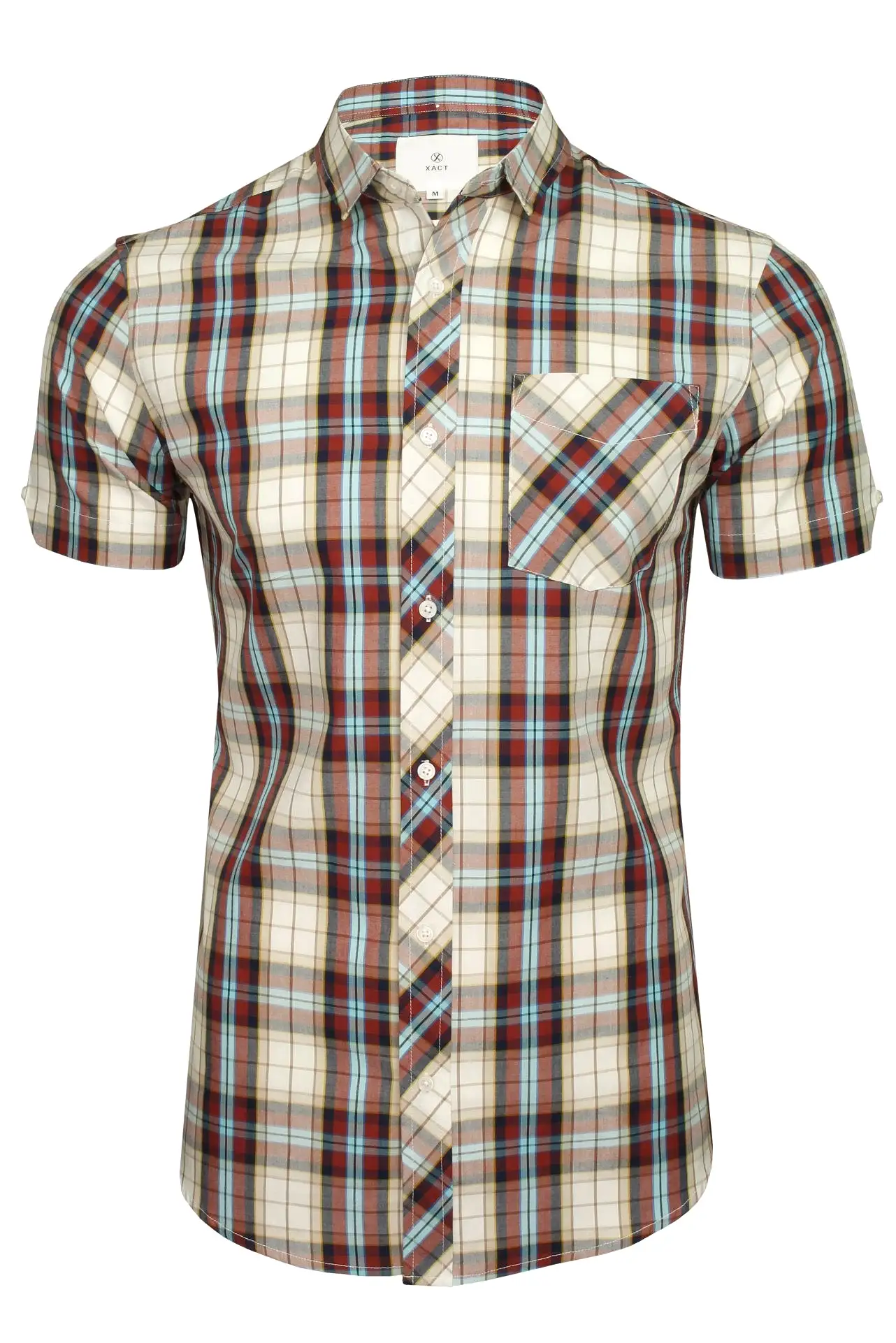 Xact Mens Cotton Checked Shirt - Short Sleeved