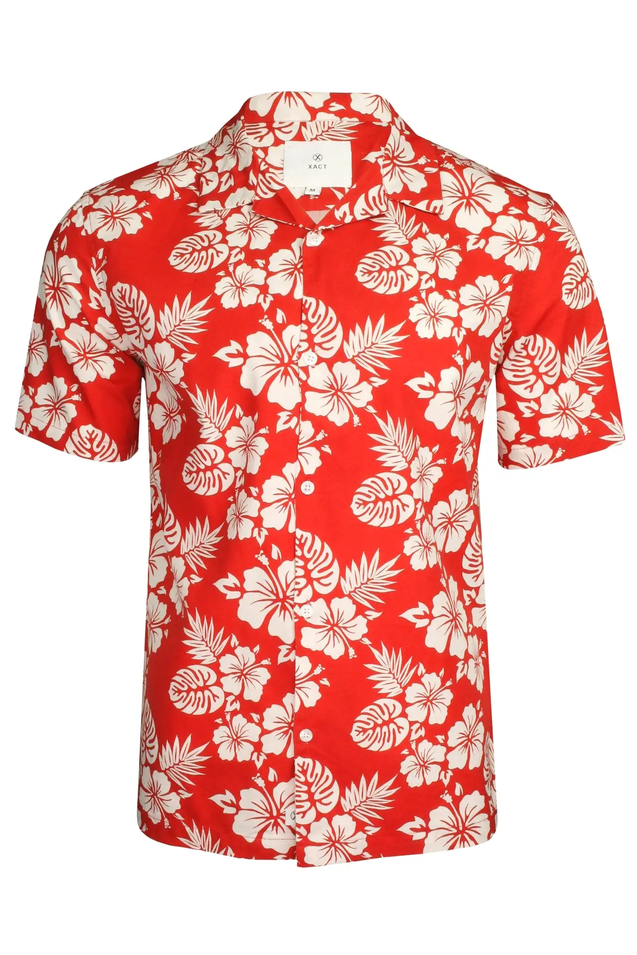 Xact Mens Cuban Collar Hawaiian Shirt - Short Sleeved