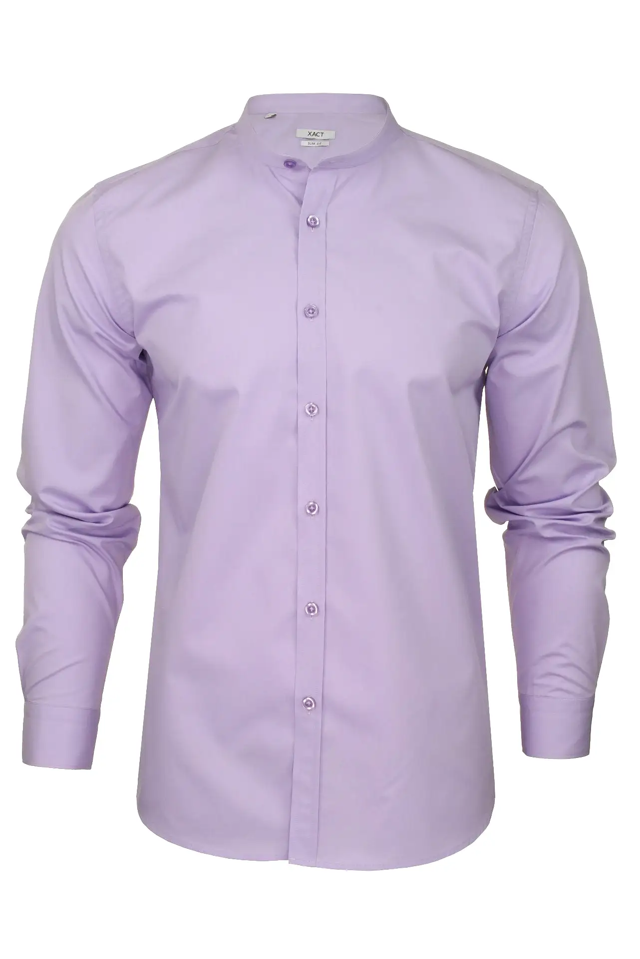 Xact Mens Grandad Nehru Collar Poplin Shirt - Long Sleeved, Slim Fit