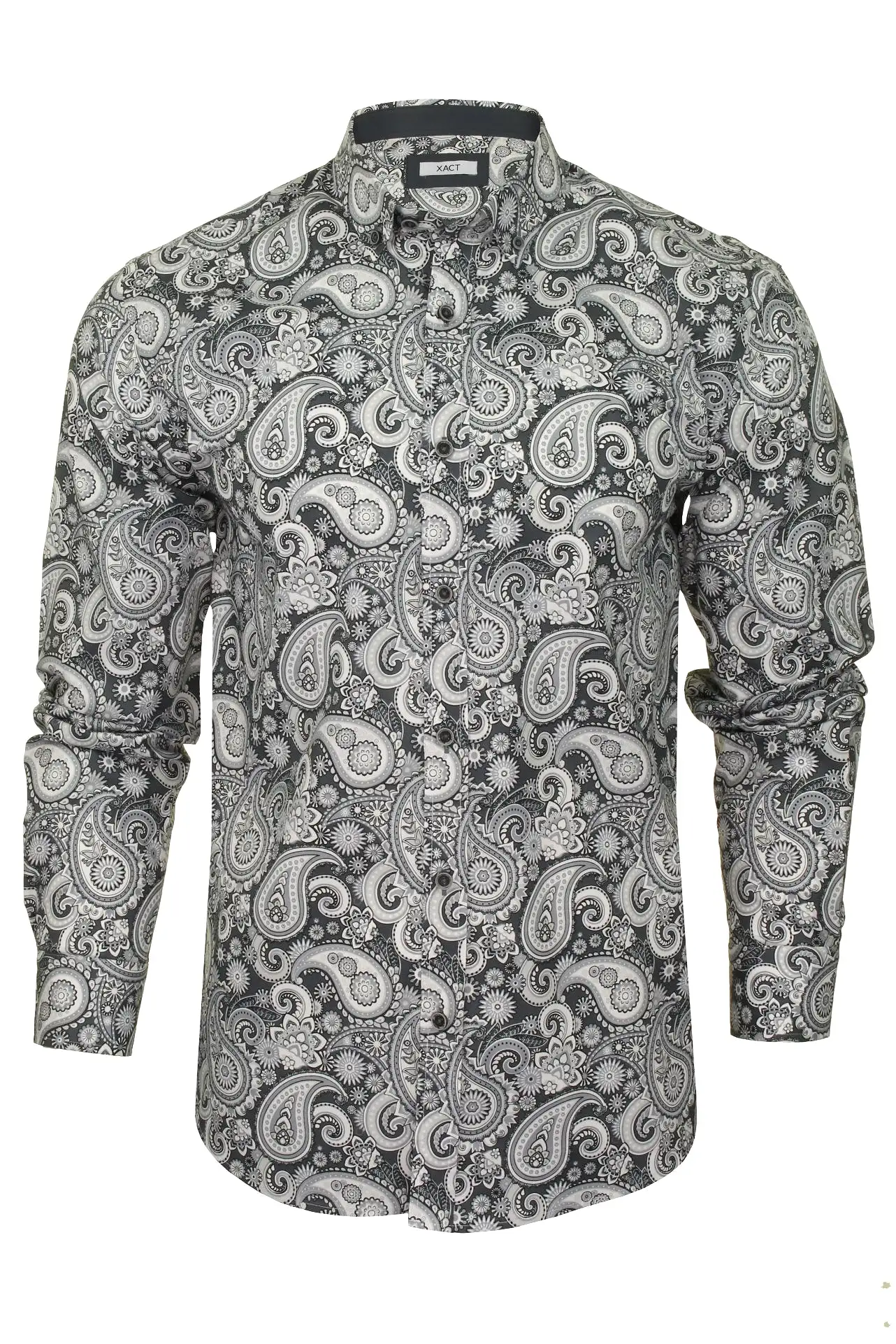 Xact Mens Long Sleeved Paisley Shirt - Slim Fit