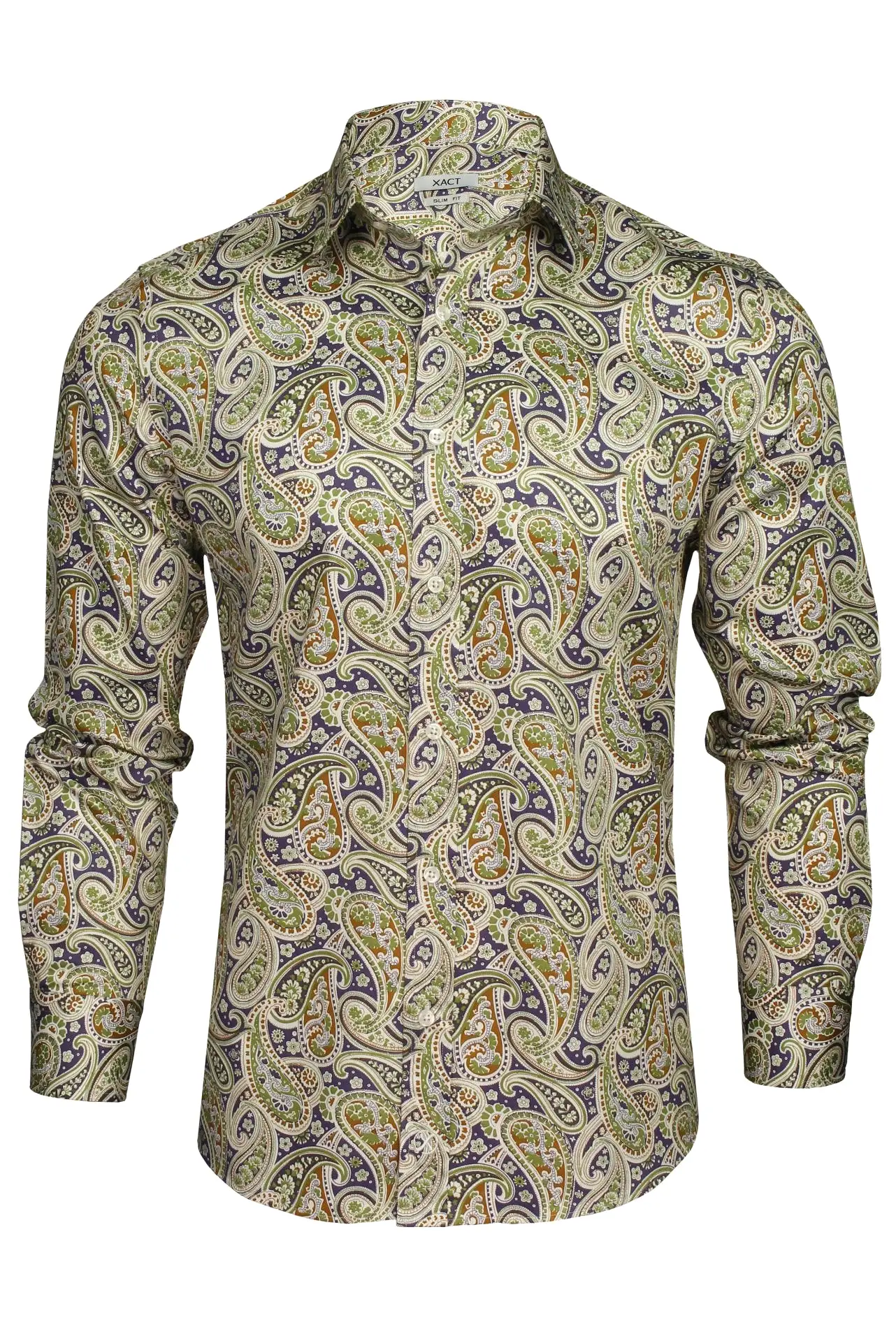 Xact Mens Long Sleeved Paisley Shirt - Slim Fit