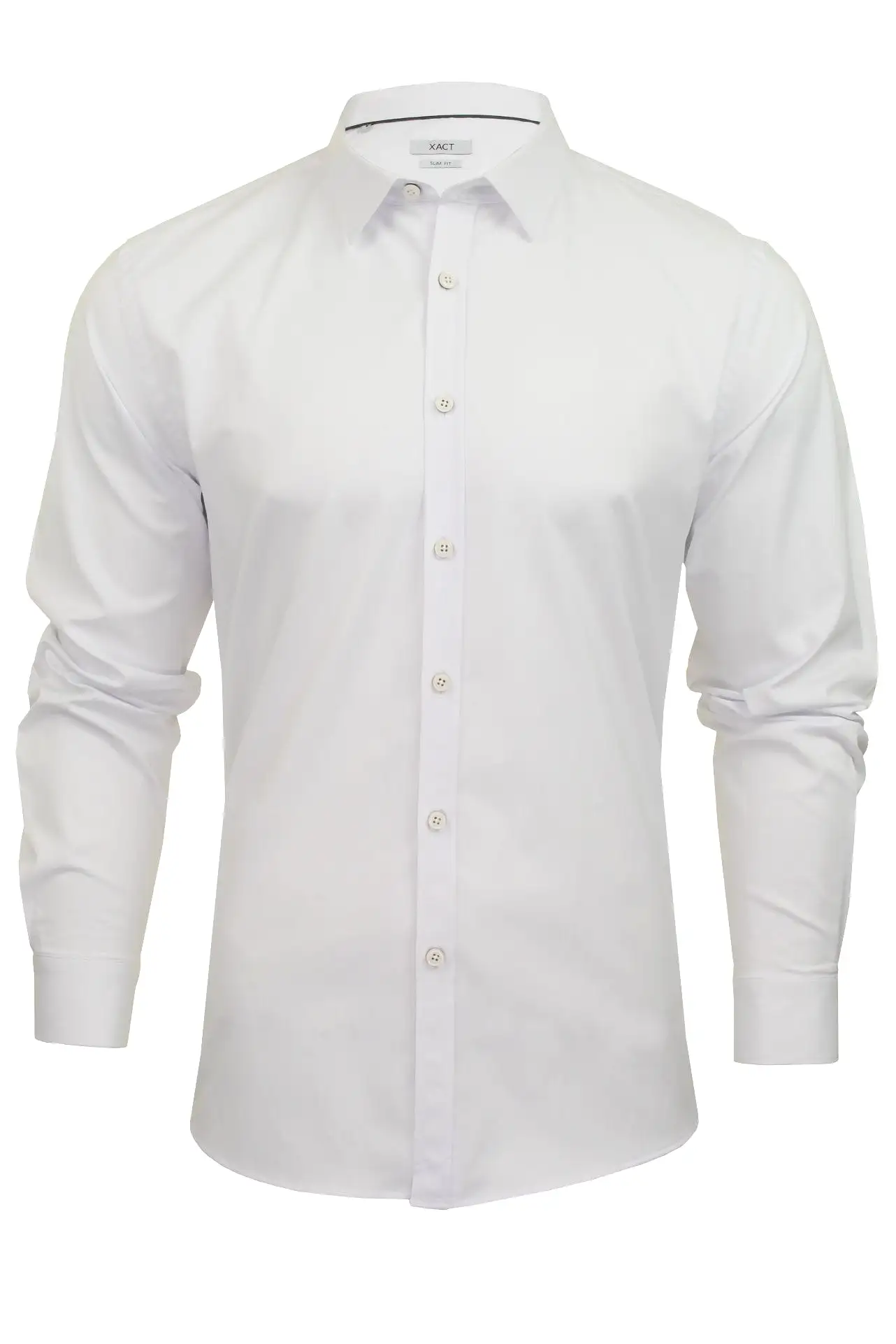 Xact Mens Long Sleeved Poplin Stretch Shirt - Slim Fit