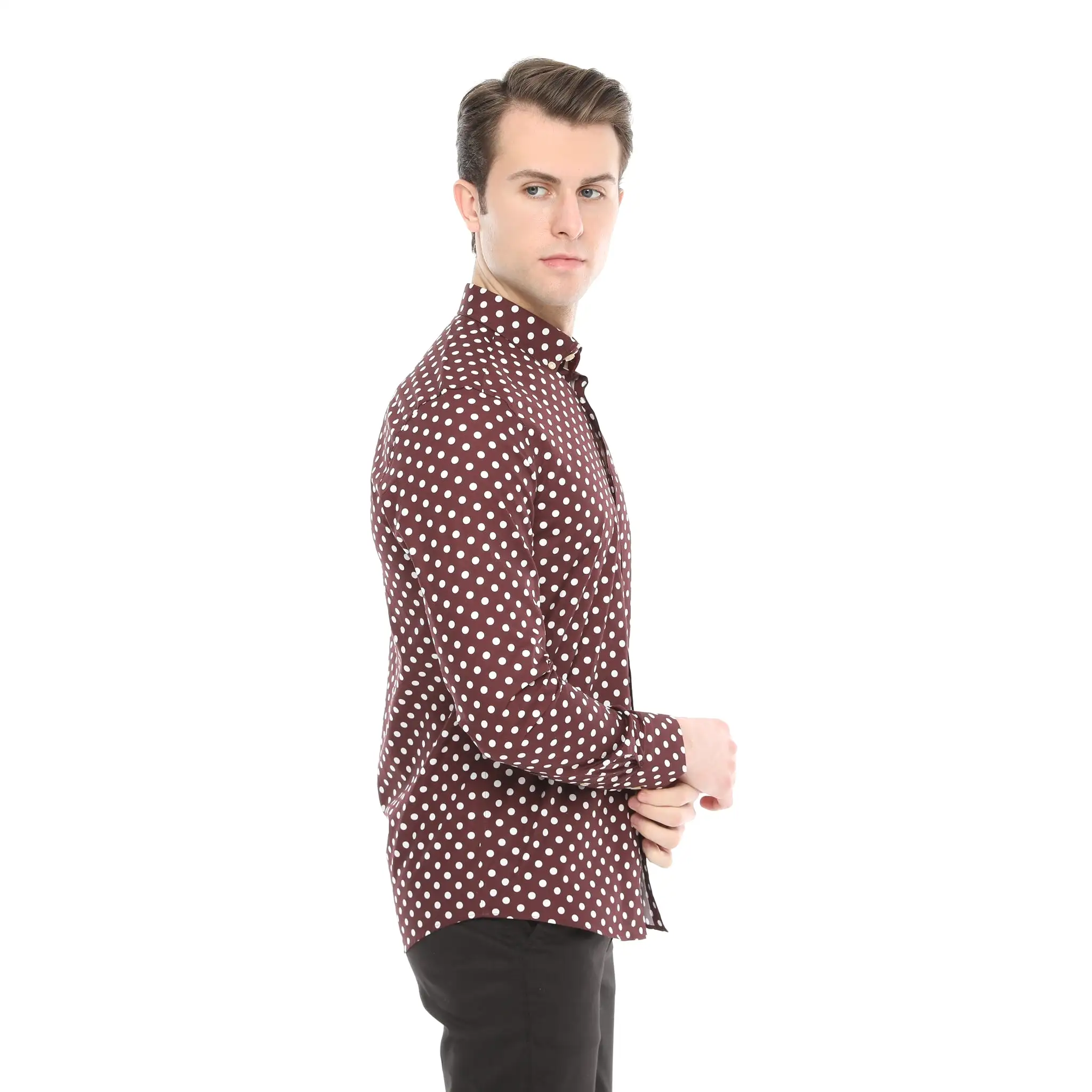 Xact Mens Polka Dot Shirt - Long Sleeved Mod Vintage