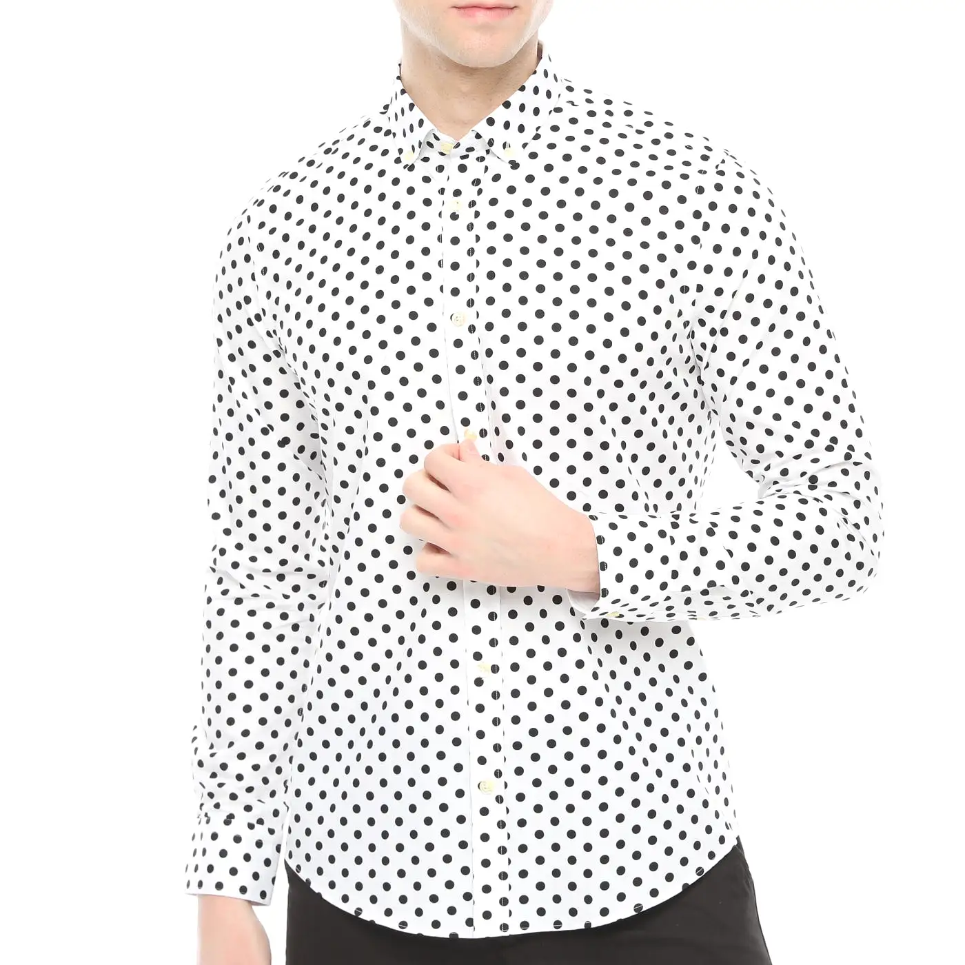 Xact Mens Polka Dot Shirt - Long Sleeved Mod Vintage