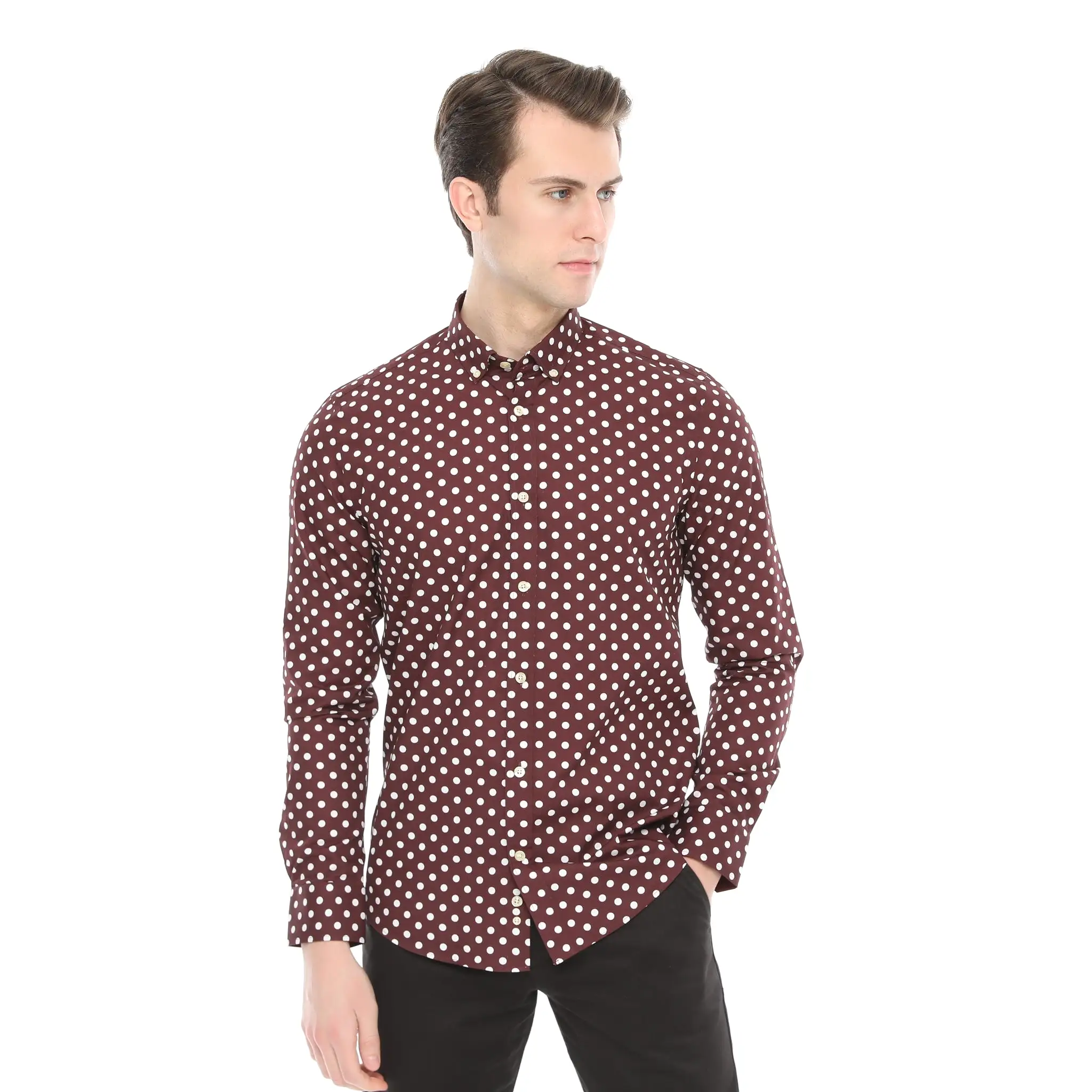 Xact Mens Polka Dot Shirt - Long Sleeved Mod Vintage