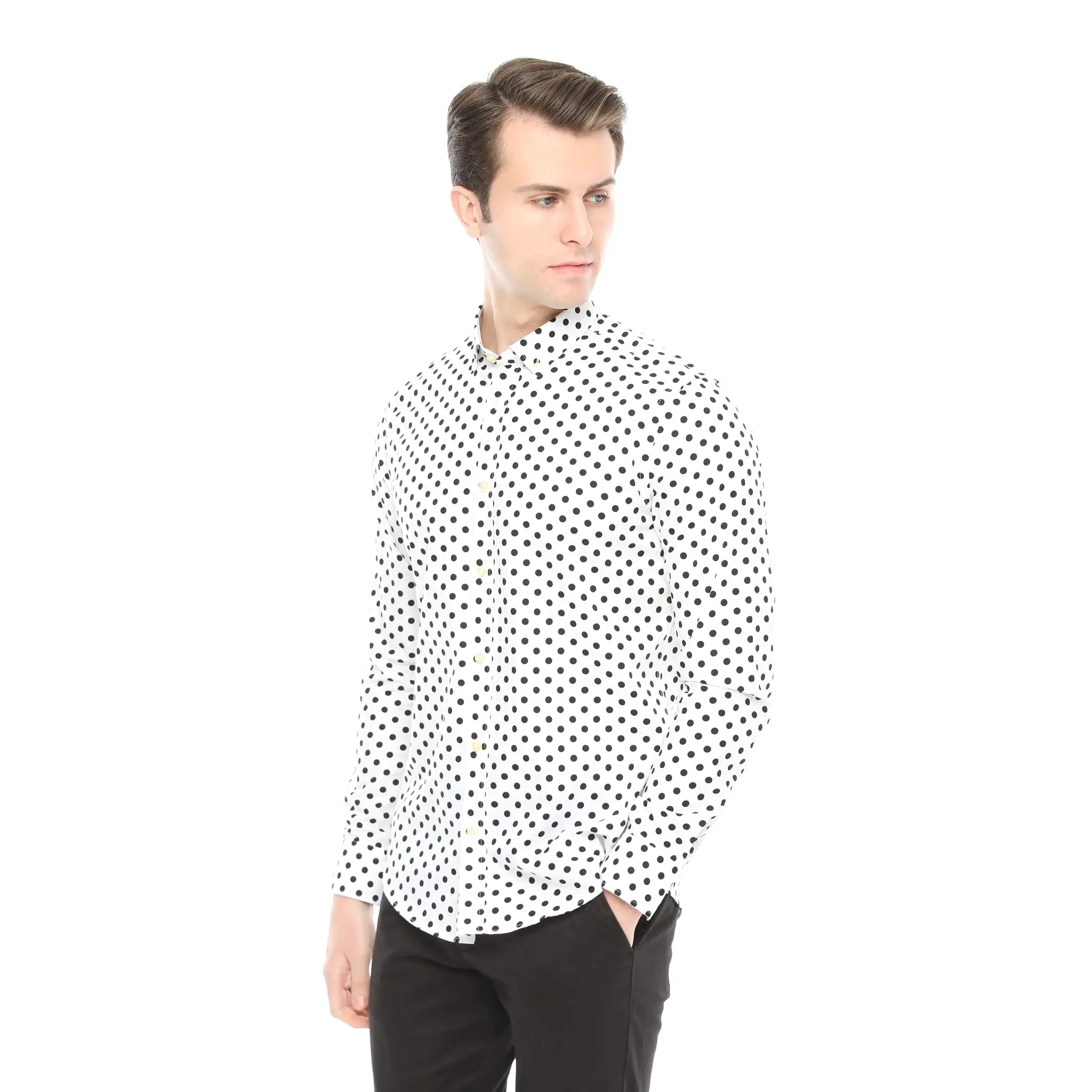 Xact Mens Polka Dot Shirt - Long Sleeved Mod Vintage