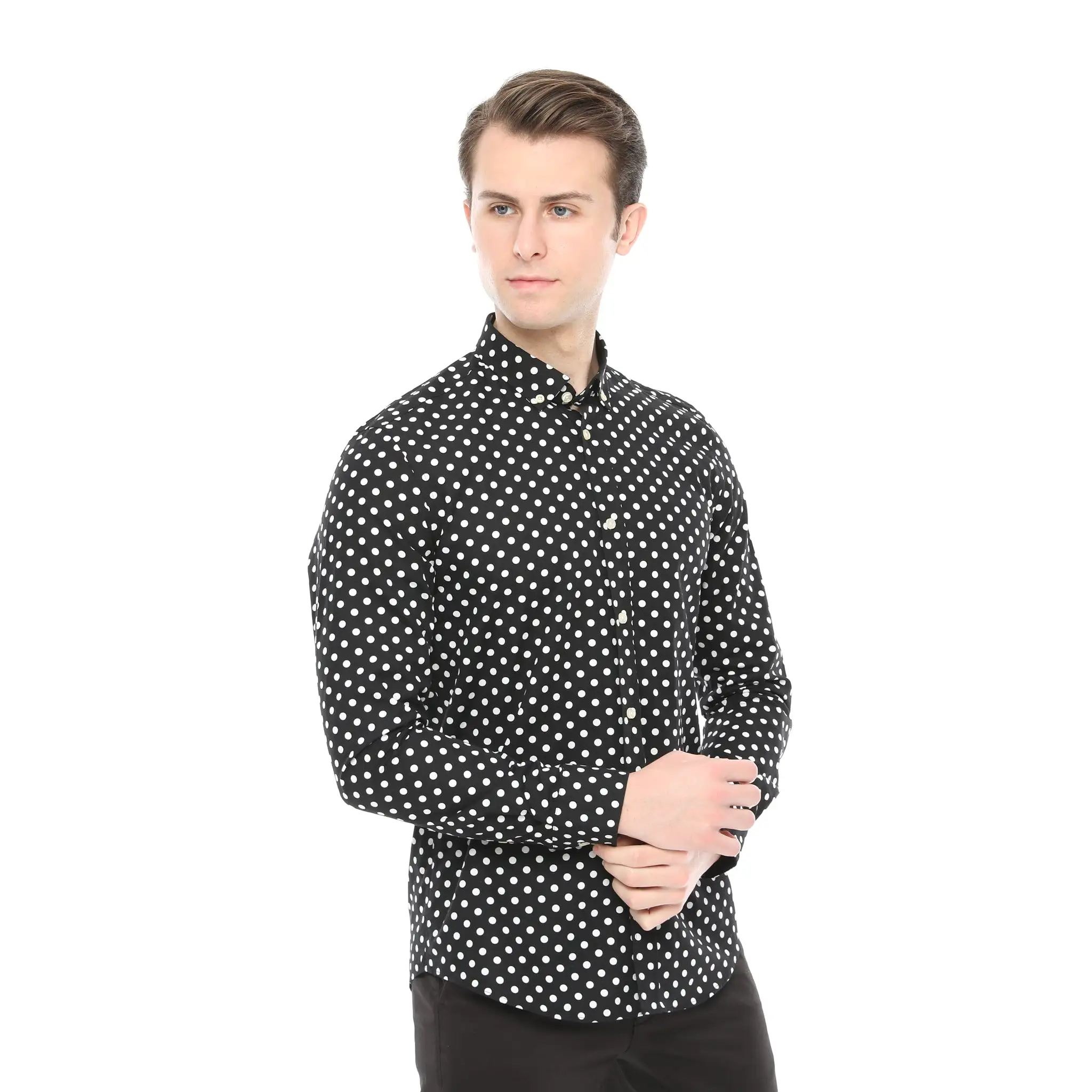 Xact Mens Polka Dot Shirt - Long Sleeved Mod Vintage