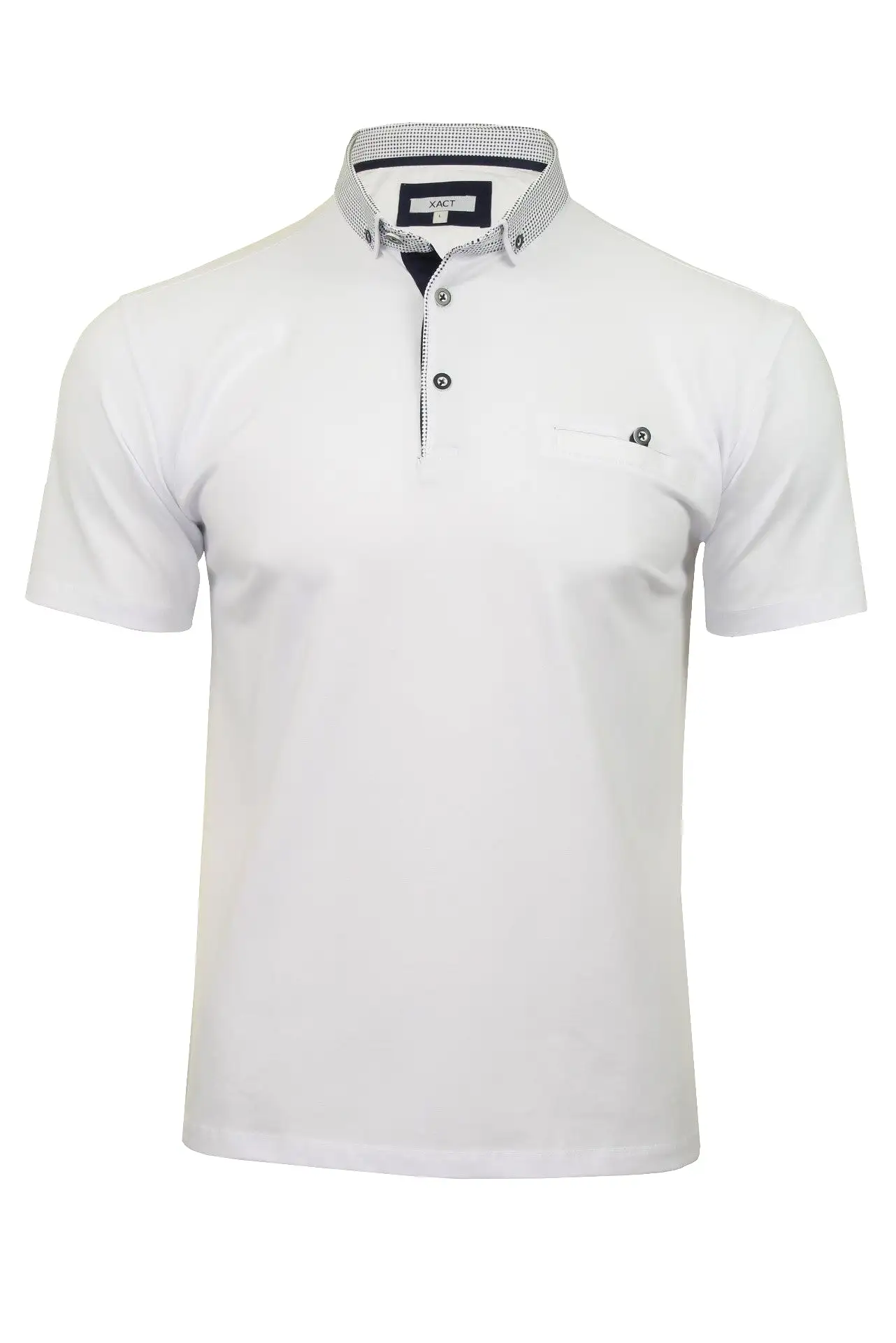 Xact Mens Short Sleeved Polo Shirt with Contrast Collar & Button Down Collar