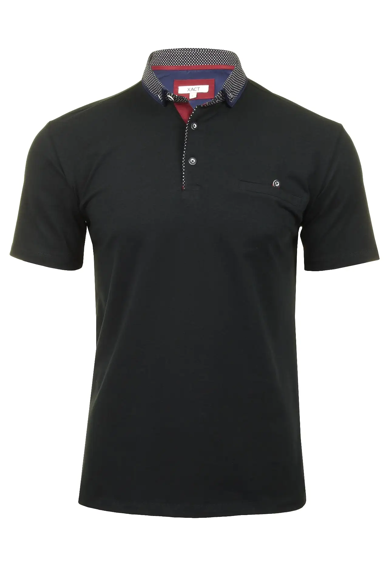 Xact Mens Short Sleeved Polo Shirt with Contrast Collar & Button Down Collar