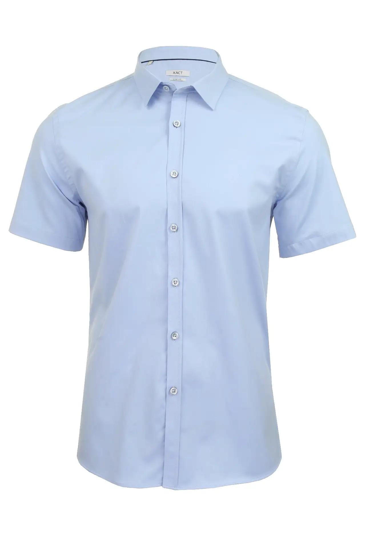 Xact Mens Short Sleeved Poplin Stretch Shirt - Slim Fit