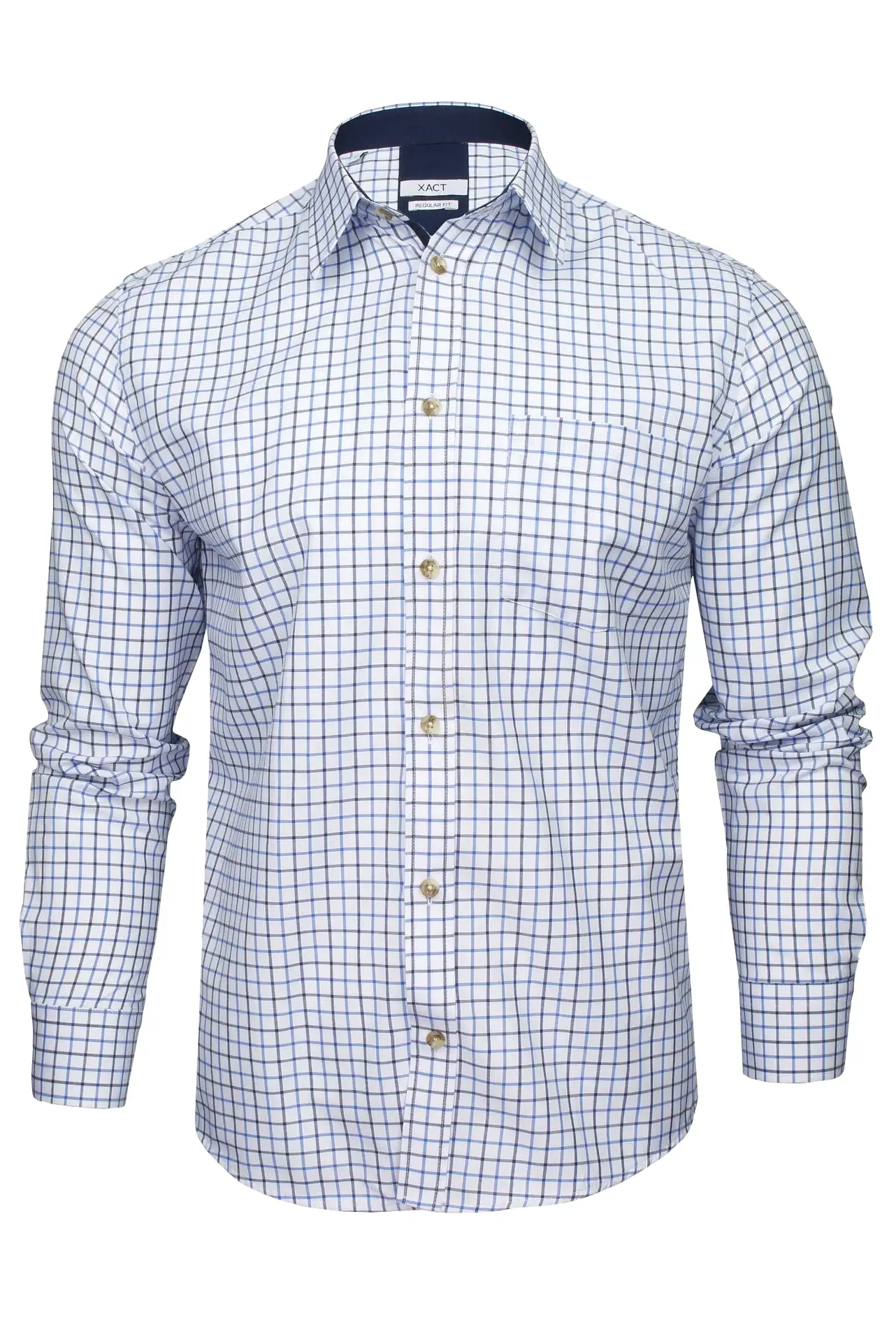 Xact Mens Tattersall Check Shirt - Long Sleeved