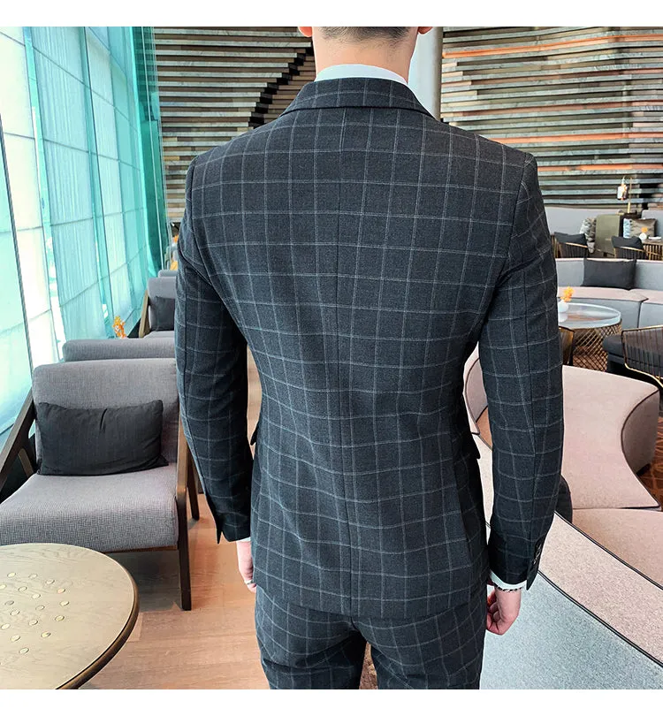 Xituodai Four Seasons Men's Suit Suit Korean Slim Suit Business Exquisite Business Dress Wedding Groomsmen Suit Three-piece Suit