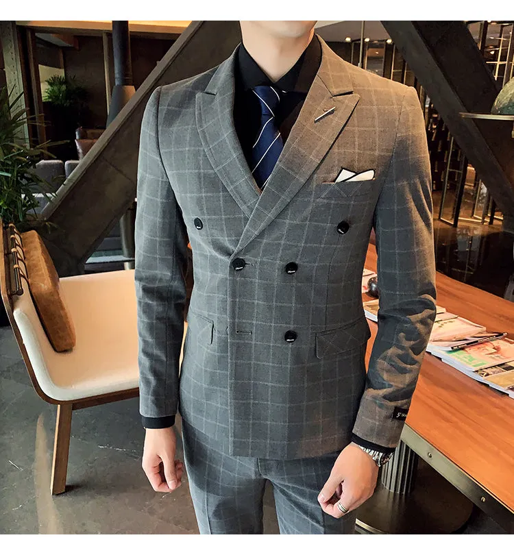 Xituodai Four Seasons Men's Suit Suit Korean Slim Suit Business Exquisite Business Dress Wedding Groomsmen Suit Three-piece Suit