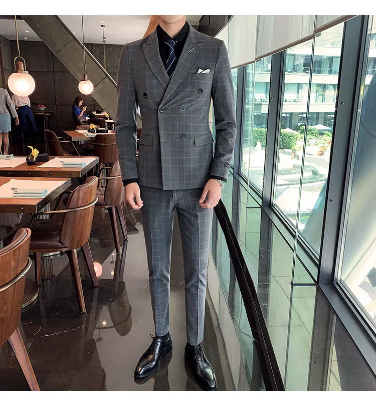 Xituodai Four Seasons Men's Suit Suit Korean Slim Suit Business Exquisite Business Dress Wedding Groomsmen Suit Three-piece Suit