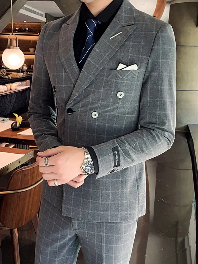 Xituodai Four Seasons Men's Suit Suit Korean Slim Suit Business Exquisite Business Dress Wedding Groomsmen Suit Three-piece Suit