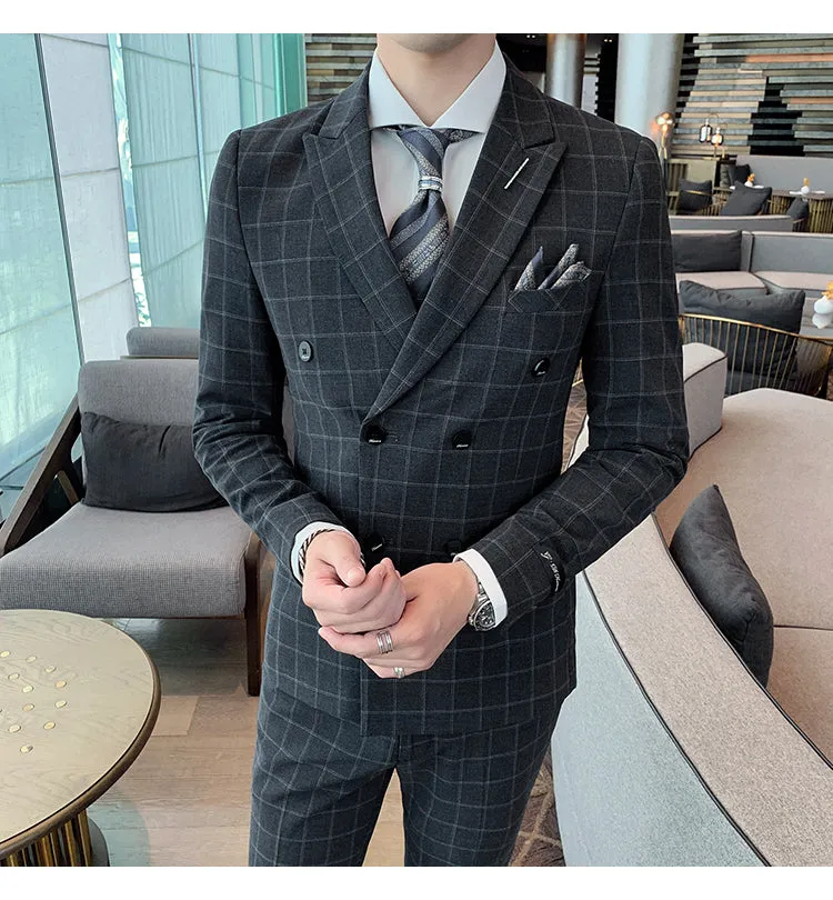 Xituodai Four Seasons Men's Suit Suit Korean Slim Suit Business Exquisite Business Dress Wedding Groomsmen Suit Three-piece Suit