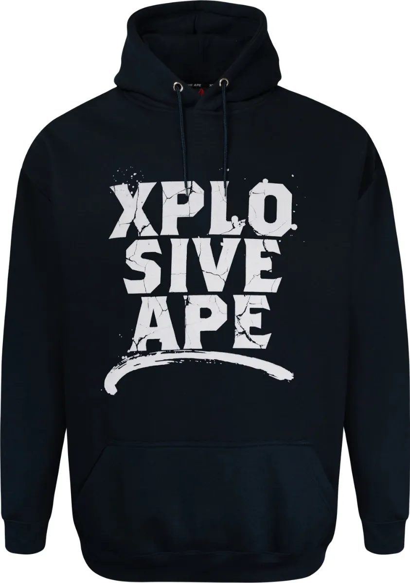 Xplosive Ape Cracked Print Hoody - Navy